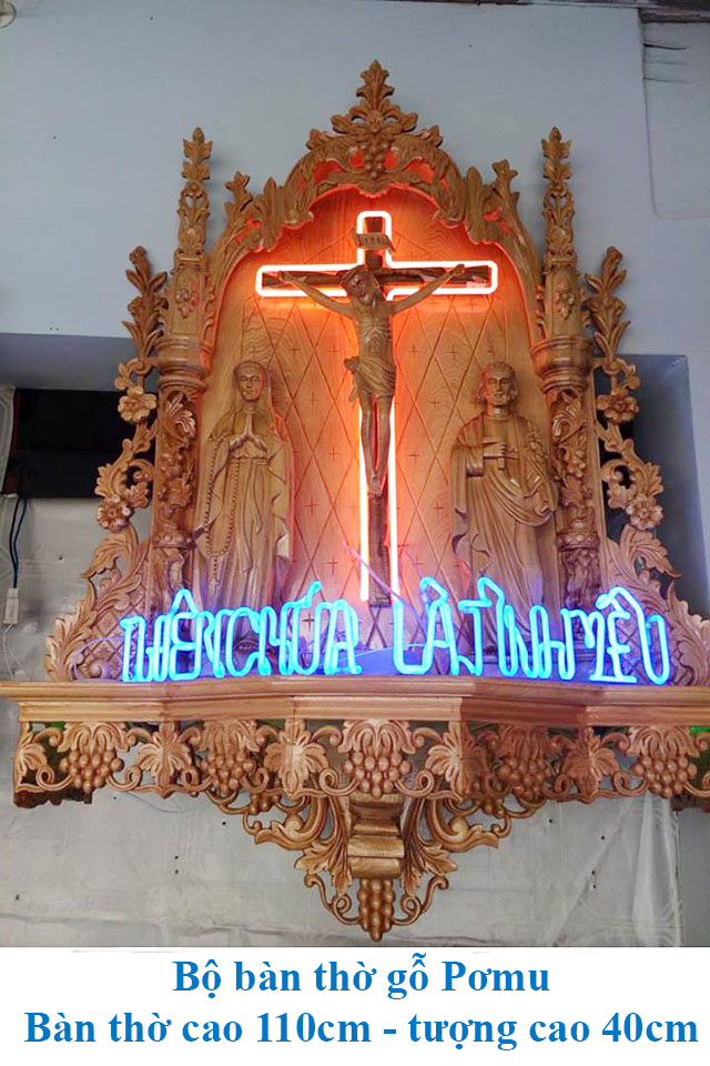 Bộ bàn thờ Công Giáo bằng gỗ đẹp