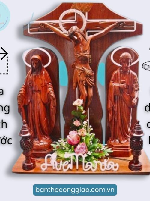 bàn thờ công giáo mini gỗ hương btmn01 đa dạng kích thước