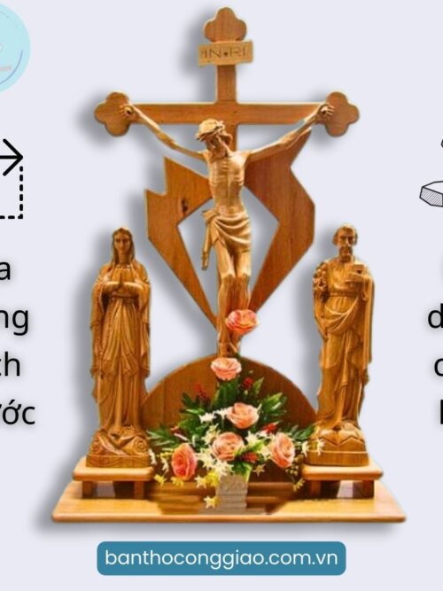 bàn thờ Công Giáo mini gỗ thông BTMN08 đa dạng kích thước
