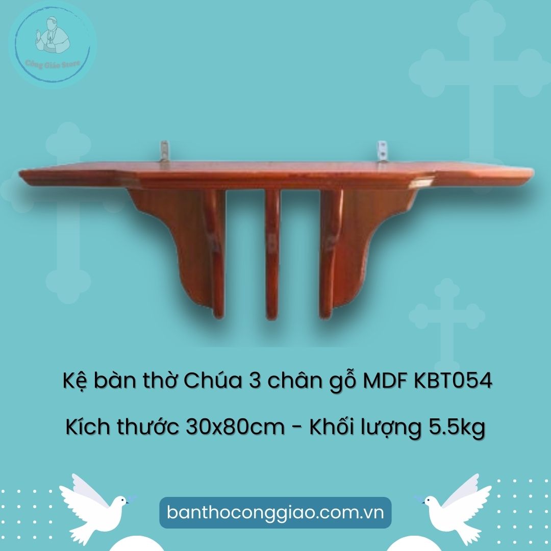 Kệ bàn thờ Chúa treo tường 3 chân hiện đại gỗ MDF KBT054