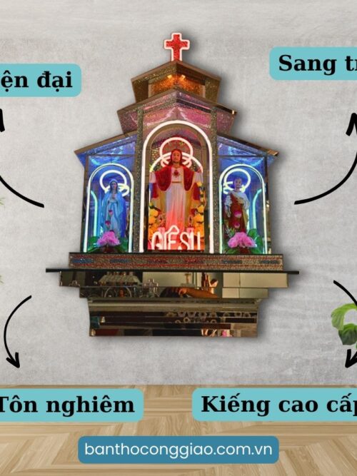 bàn thờ công giáo bằng kiếng cao cấp BTK02