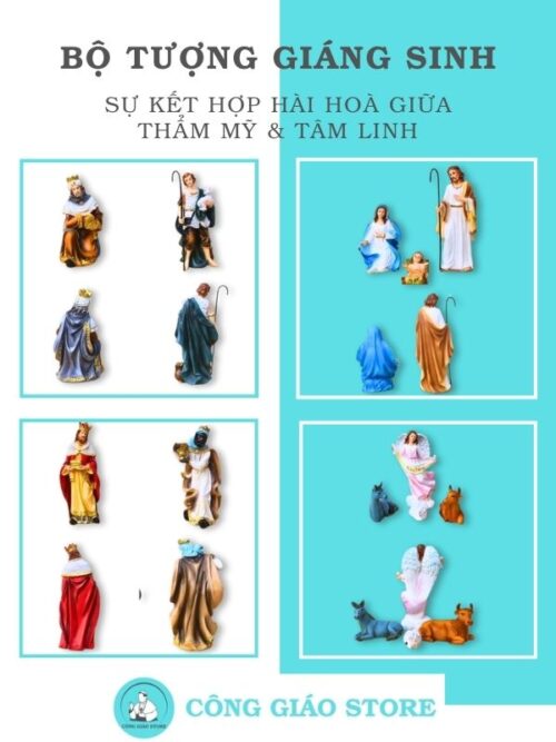 Bộ tượng Giáng Sinh 11 tượng 17cm, nhựa composite – TCGS05 tcgs05 là sản phẩm kết hợp hài hoà giữa thẩm mỹ và tâm linh