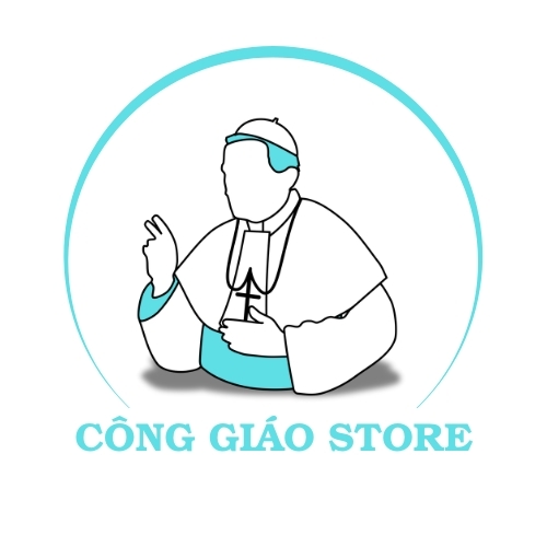 logo công giáo store nền trắng xanh