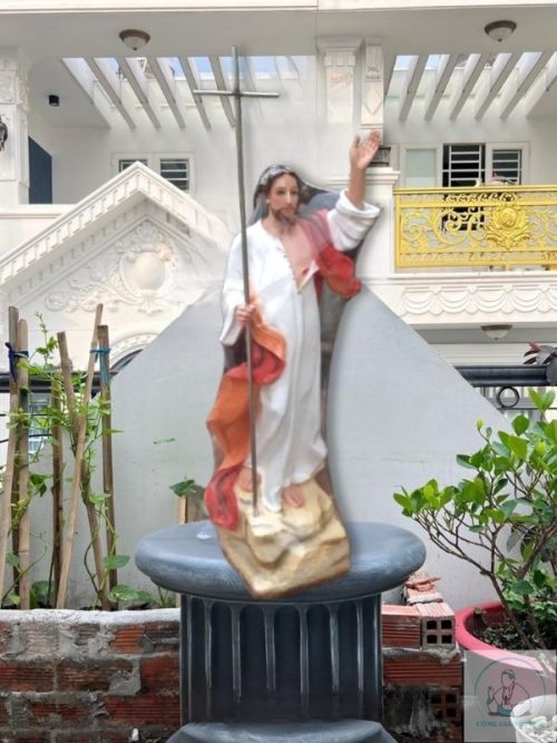tượng chúa sống lại cao 120cm màu đỏ