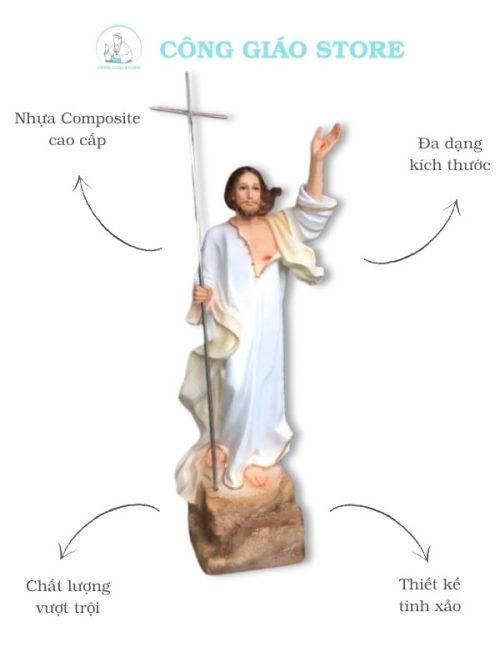 tượng chúa Phục Sinh cao 120cm trắng cao cấp