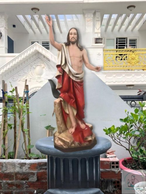 tượng chúa sống lại cao 160cm màu đỏ