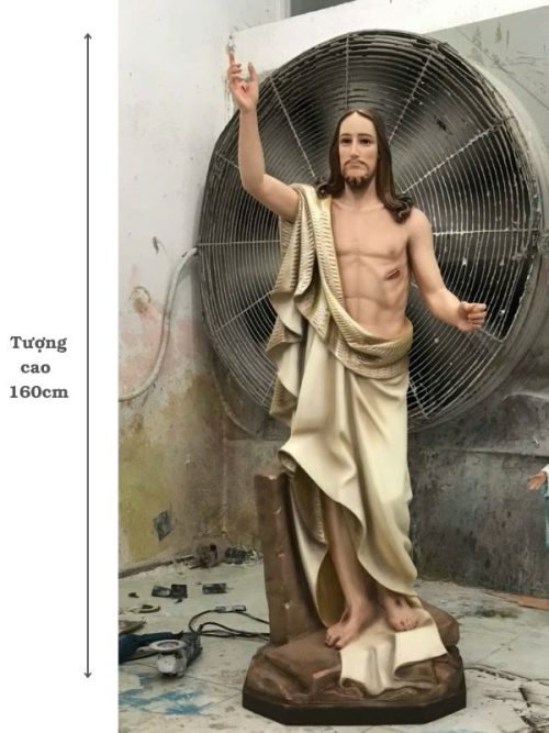 tượng chúa Phục Sinh composite 160cm màu trắng