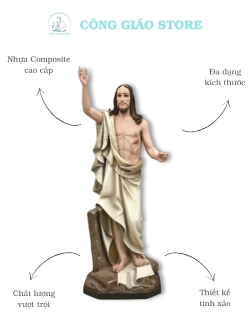 tượng chúa Phục Sinh cao 160cm màu trắng cao cấp