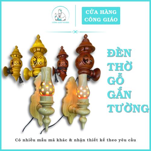 đèn thờ gỗ treo tường bàn thờ chúa